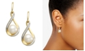 Macy's Cultured Freshwater Pearl (7mm) and Diamond (1/10 ct. t.w.) Drop Earrings in 14K Gold